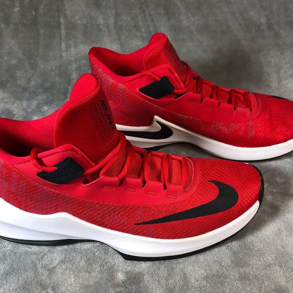 Nike Air Max Infuriate 2 Men's Sz 10.5 Red Basketball Sneakers Excellent Clean